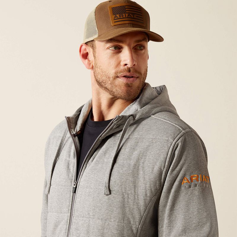 Ariat Rebar All-Weather Insulated Full Zip Hoodie Szare Polska | WOTBRL-158