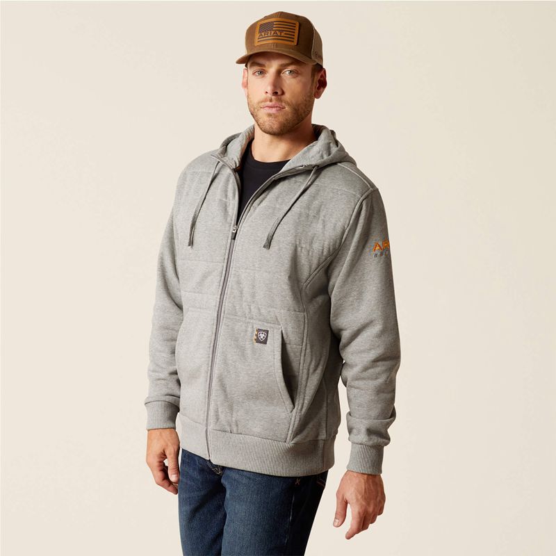 Ariat Rebar All-Weather Insulated Full Zip Hoodie Szare Polska | WOTBRL-158