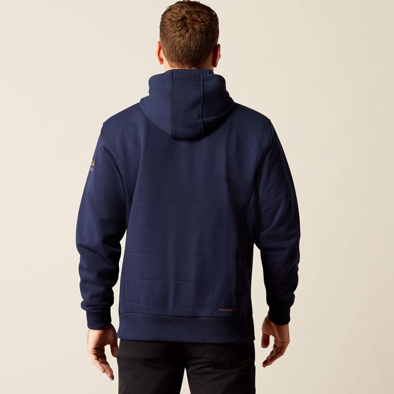 Ariat Rebar All-Weather Insulated Full Zip Hoodie Granatowe Polska | PKTSWF-498