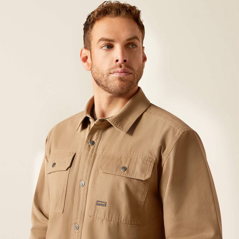 Ariat Rebar Canvas Shirt Jacket Khaki Polska | ZRWJQM-714