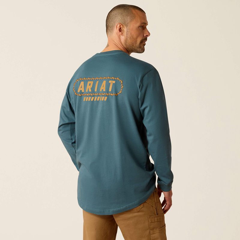 Ariat Rebar Cotton Strong Chainsaw Logo T-Shirt Stargazer Polska | NUXFZG-754