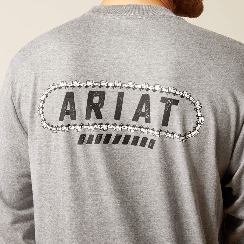 Ariat Rebar Cotton Strong Chainsaw Logo T-Shirt Szare Polska | SONZFU-308