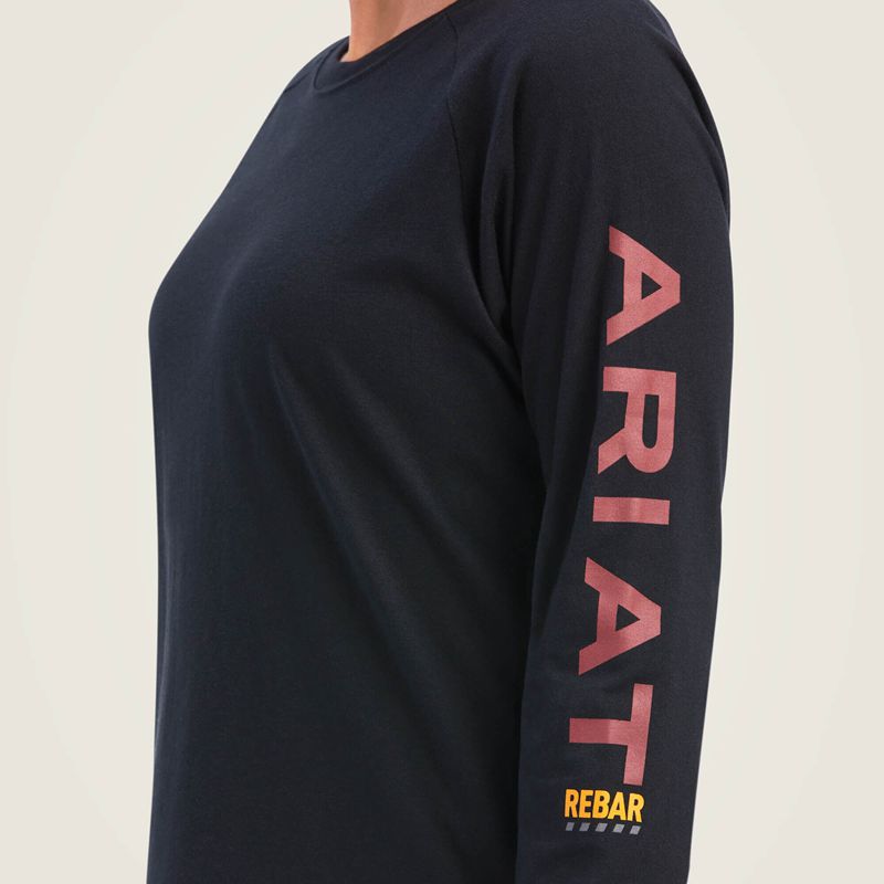 Ariat Rebar Cotton Strong Logo Graphic Black/ Rosewood Polska | OKLZUW-680