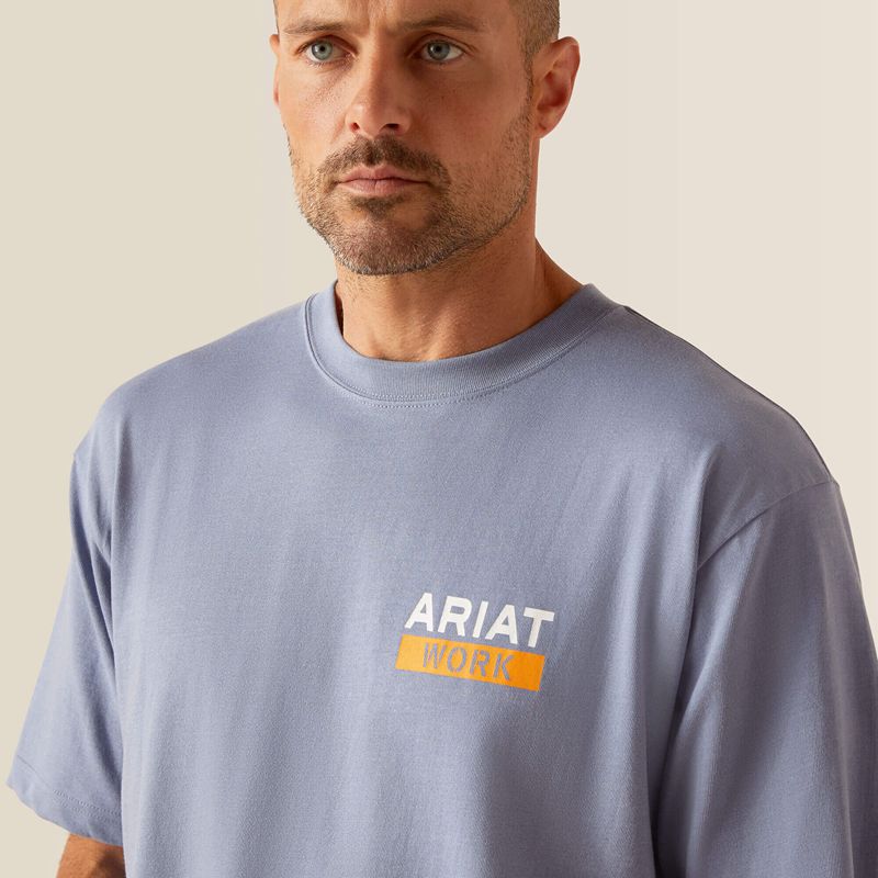 Ariat Rebar Cotton Strong Roughneck Graphic T-Shirt Infinity Heather Polska | FURQWT-934