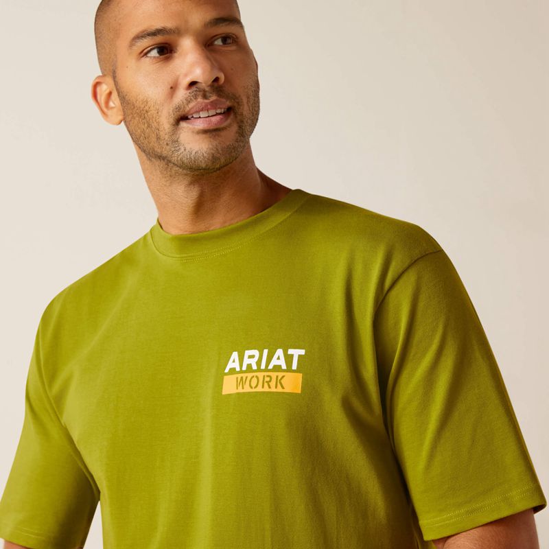 Ariat Rebar Cotton Strong Roughneck Graphic T-Shirt Zielone Polska | QPJRNT-351