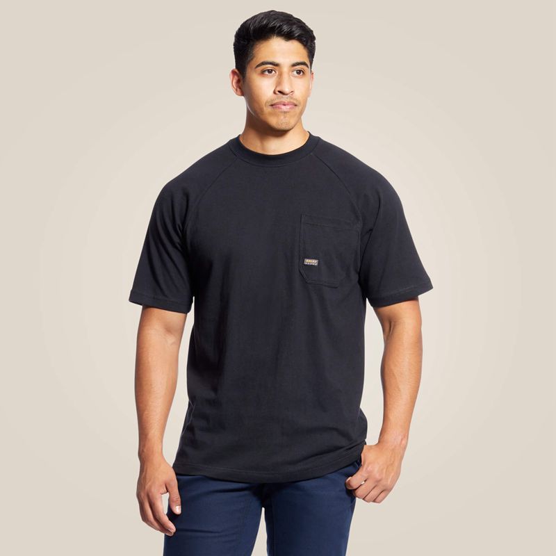 Ariat Rebar Cotton Strong T-Shirt Czarne Polska | KIARHF-674