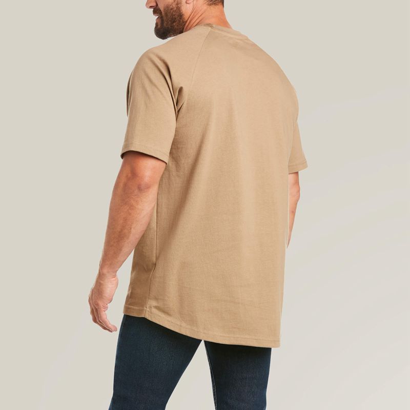 Ariat Rebar Cotton Strong T-Shirt Khaki Polska | CAMNGH-539