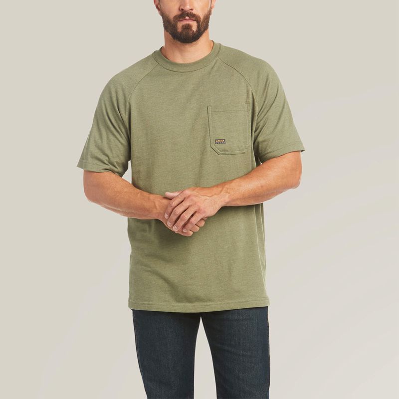 Ariat Rebar Cotton Strong T-Shirt Sage_Heather Polska | MYKLOP-987