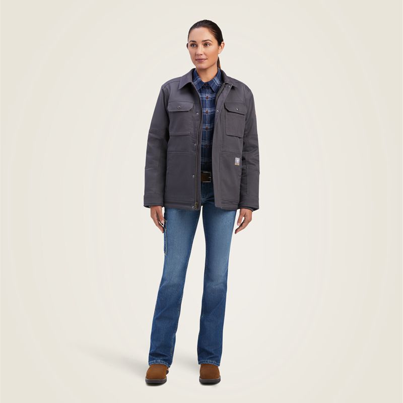 Ariat Rebar Duracanvas Sherpa-Lined Coat Szare Polska | ATCWPU-697