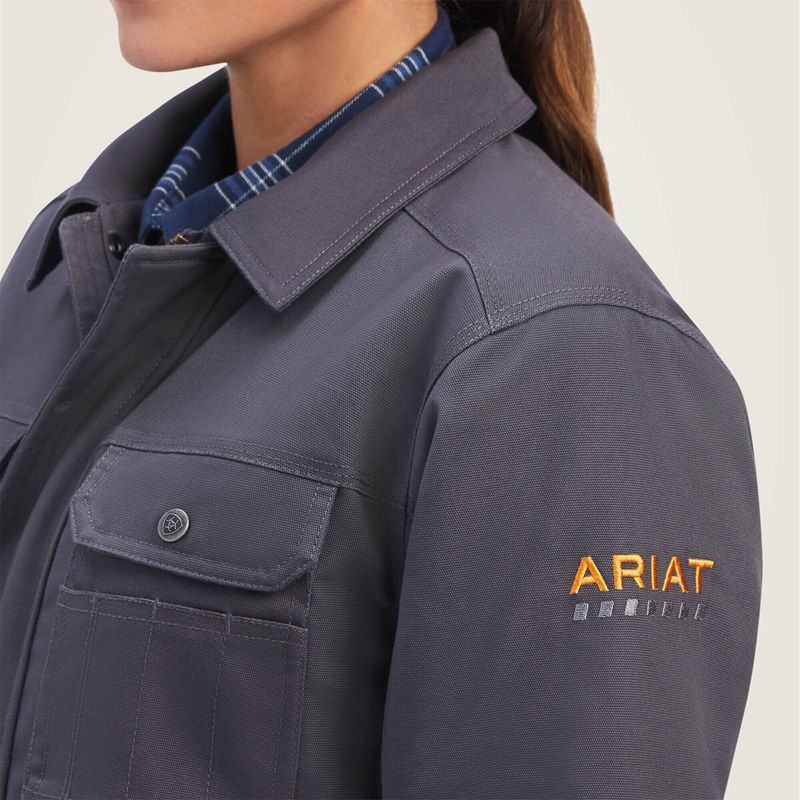 Ariat Rebar Duracanvas Sherpa-Lined Coat Szare Polska | ATCWPU-697