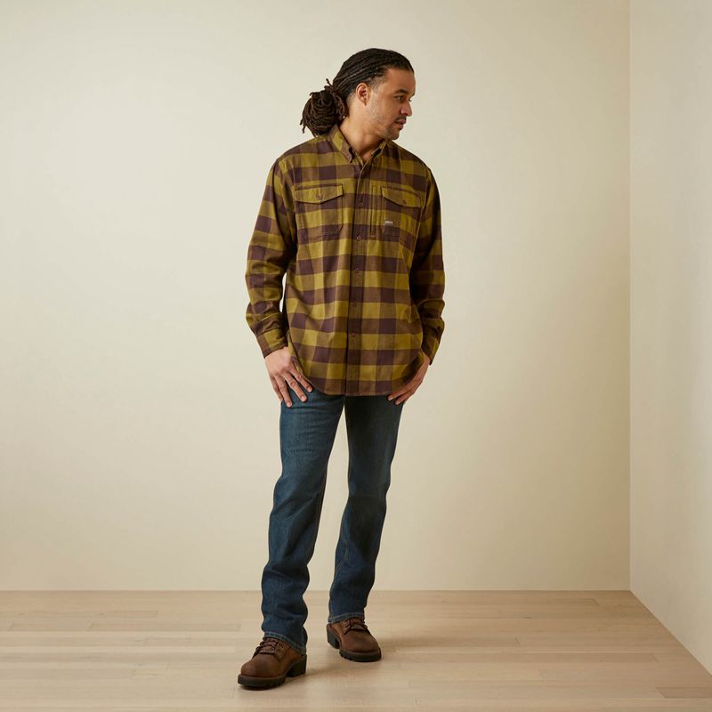 Ariat Rebar Flannel Durastretch Work Shirt Avocado Polska | EPONFI-297