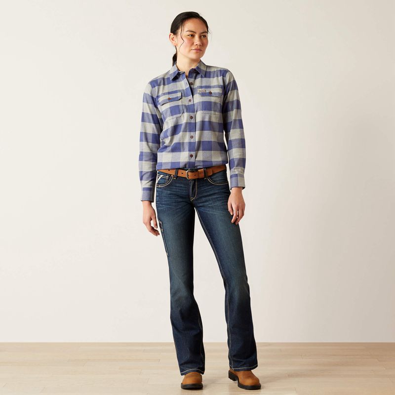 Ariat Rebar Flannel Tunic Niebieskie Indygo Polska | XVUJRO-409