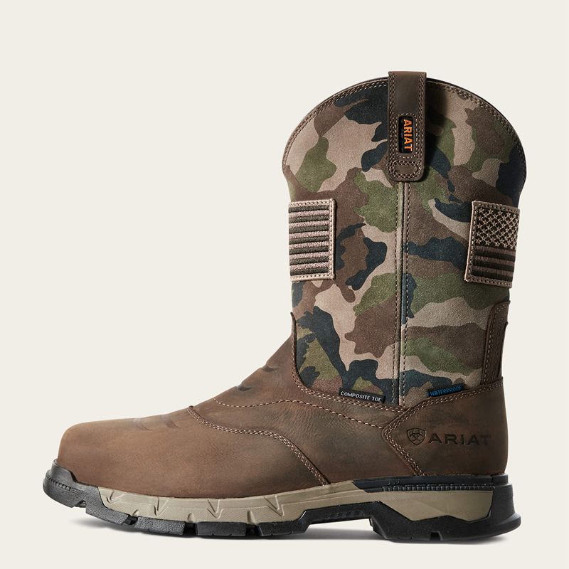 Ariat Rebar Flex Patriot Waterproof Composite Toe Work Boot Ciemny Brązowe Polska | VUGWCN-389