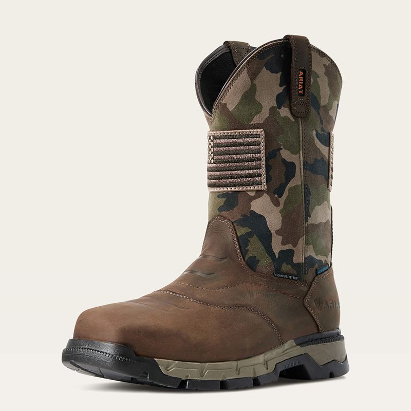 Ariat Rebar Flex Patriot Waterproof Composite Toe Work Boot Ciemny Brązowe Polska | VUGWCN-389