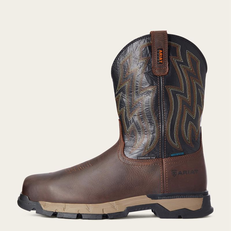 Ariat Rebar Flex Western Waterproof Composite Toe Work Boot Ciemny Brązowe Polska | TXWUAV-624