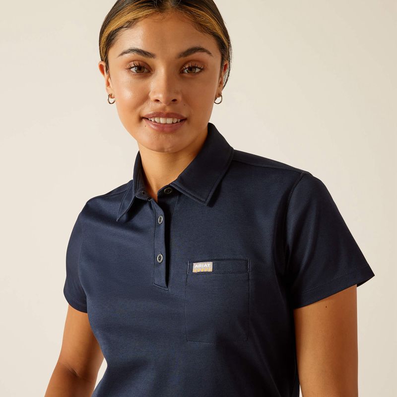 Ariat Rebar Foreman Polo Granatowe Polska | KWAQTX-294