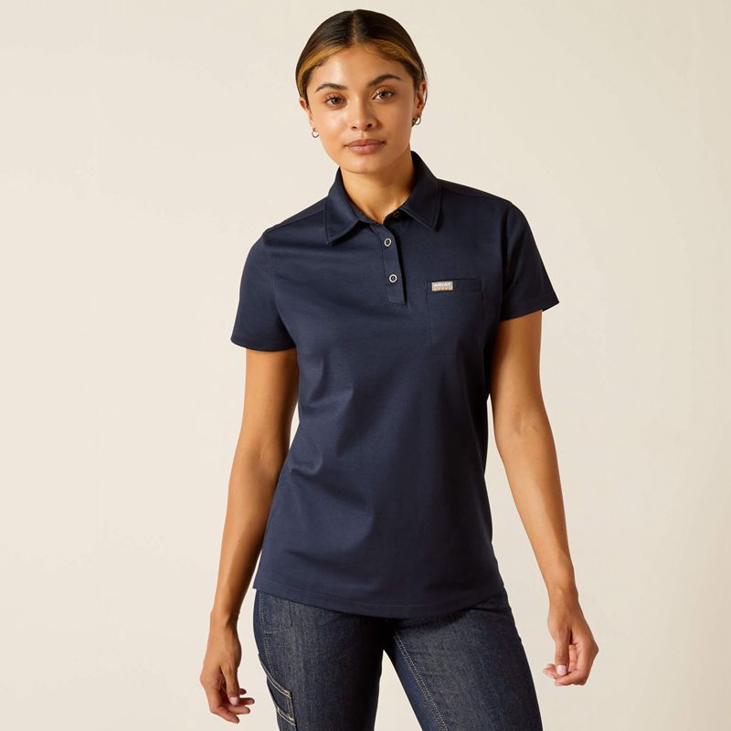 Ariat Rebar Foreman Polo Granatowe Polska | KWAQTX-294