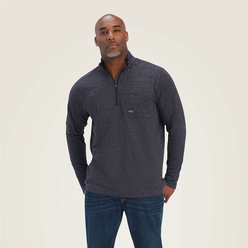 Ariat Rebar Foundation 1/4 Zip Shirt Charcoal Heather Polska | BTFENY-380