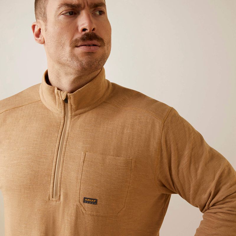 Ariat Rebar Foundation 1/4 Zip Shirt Tiger's Eye Polska | PYIDRO-831