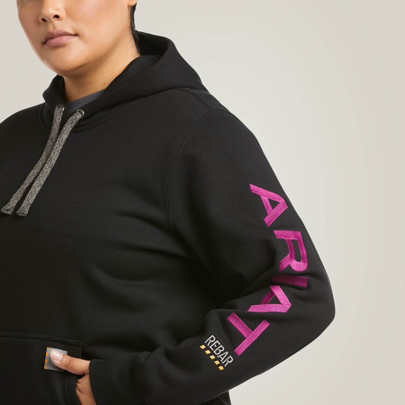 Ariat Rebar Graphic Hoodie Black/Purple Polska | OHYATX-628