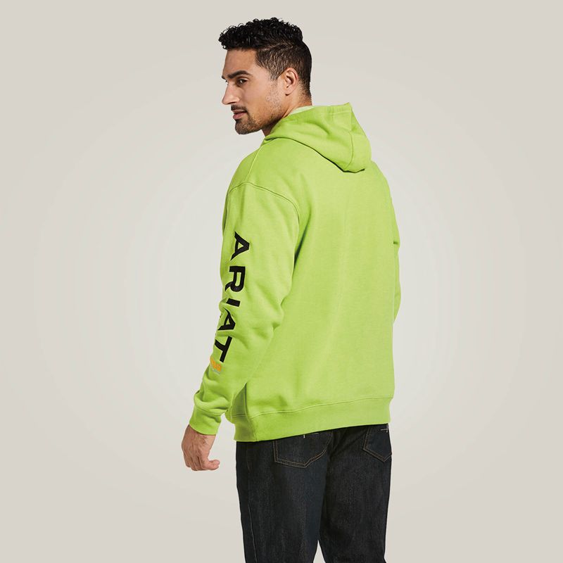 Ariat Rebar Graphic Hoodie Lime Heather/Black Polska | IRSPXB-543