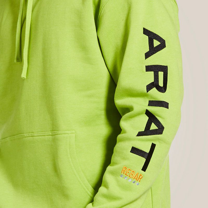 Ariat Rebar Graphic Hoodie Lime Heather/Black Polska | IRSPXB-543