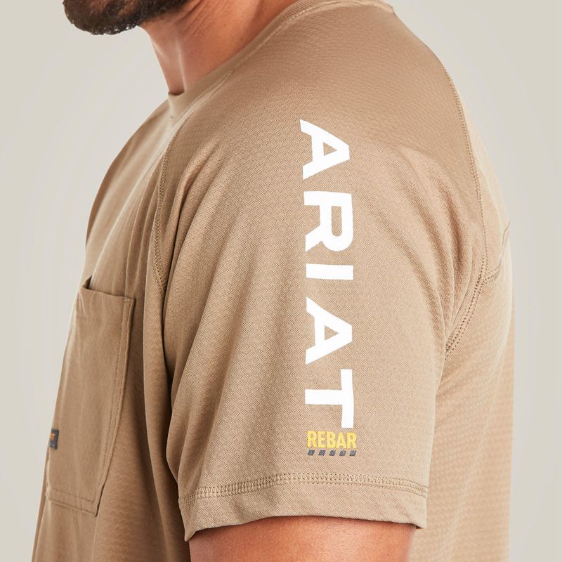 Ariat Rebar Heat Fighter T-Shirt Khaki Polska | PWUVHG-154