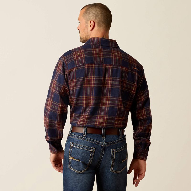 Ariat Rebar Heavy Flannel Work Shirt Granatowe Polska | VIDCYE-487