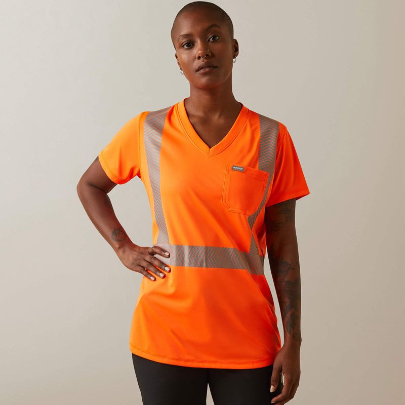 Ariat Rebar Hi-Vis Ansi T-Shirt Pomarańczowe Polska | SQGVAH-783