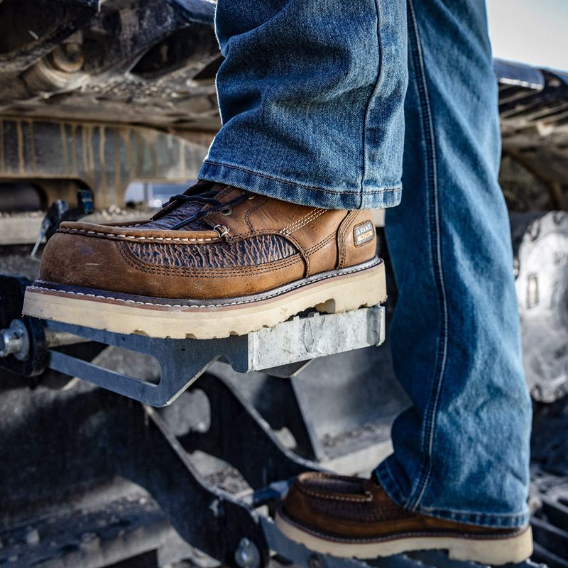 Ariat Rebar Lift Chukka Composite Toe Work Boot Distressed Brown/Sharkskin Print Polska | HMEDTI-873