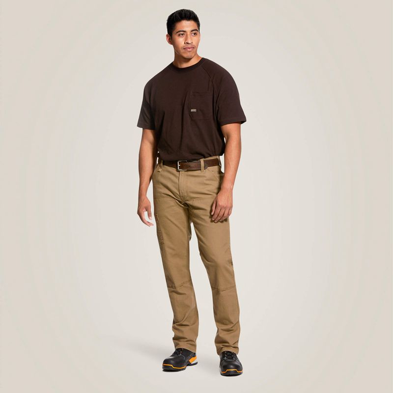 Ariat Rebar M4 Low Rise Durastretch Made Tough Double Front Stackable Straight Leg Pant Khaki Polska | MBJXVS-987