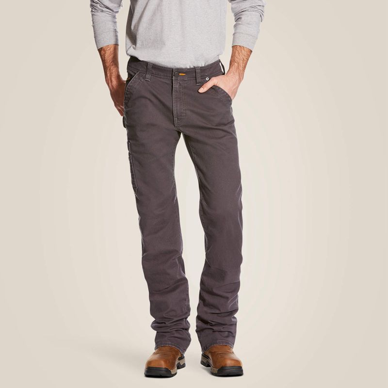 Ariat Rebar M4 Relaxed Durastretch Washed Twill Dungaree Boot Cut Pant Szare Polska | RAONDQ-814