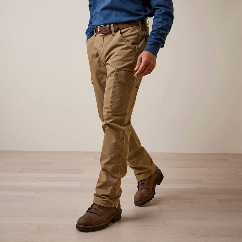 Ariat Rebar M4 Relaxed Made Tough Cargo Straight Pant Khaki Polska | JZGSRM-371