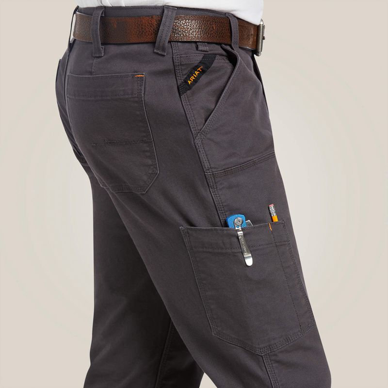 Ariat Rebar M7 Slim Durastretch Made Tough Double Front Straight Pant Szare Polska | DESAGM-437