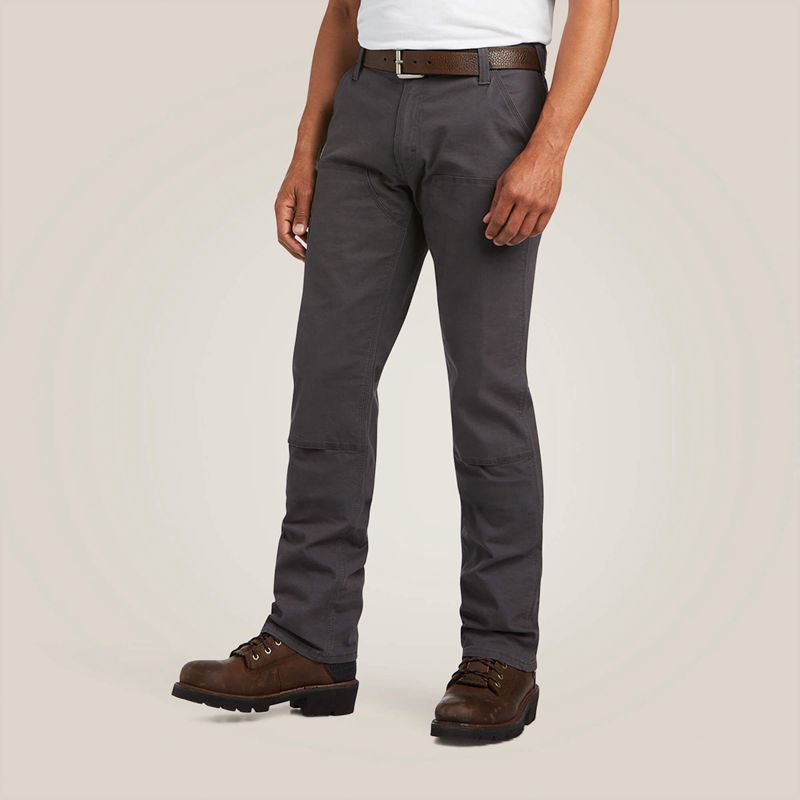 Ariat Rebar M7 Slim Durastretch Made Tough Double Front Straight Pant Szare Polska | DESAGM-437