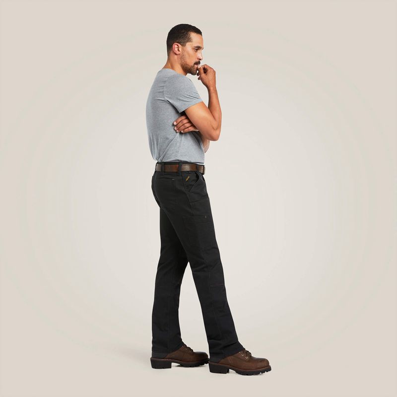 Ariat Rebar M7 Slim Durastretch Made Tough Double Front Straight Pant Czarne Polska | JZOXCU-790