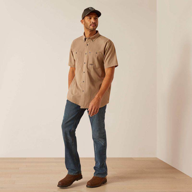 Ariat Rebar Made Tough 360 Airflow Work Shirt Khaki Polska | HYDCGT-483