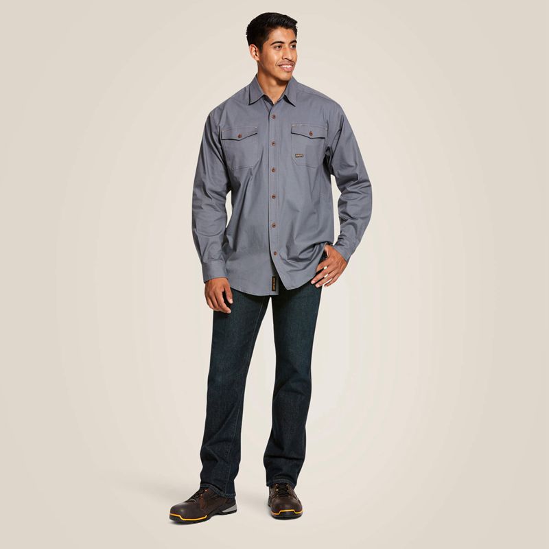 Ariat Rebar Made Tough Durastretch Classic Fit Work Shirt Steel Polska | RKTYLE-108