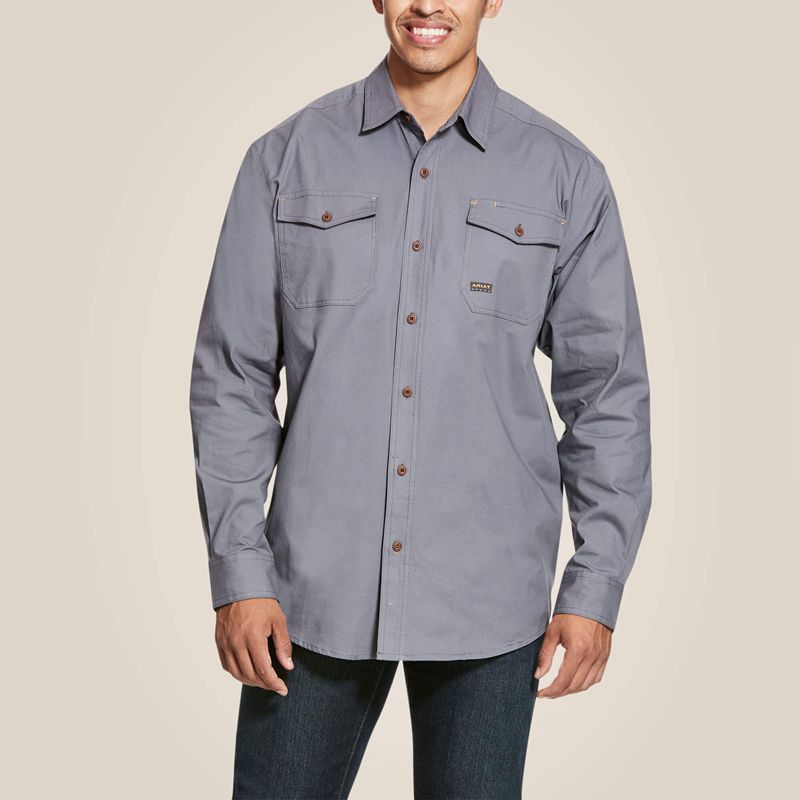 Ariat Rebar Made Tough Durastretch Classic Fit Work Shirt Steel Polska | RKTYLE-108