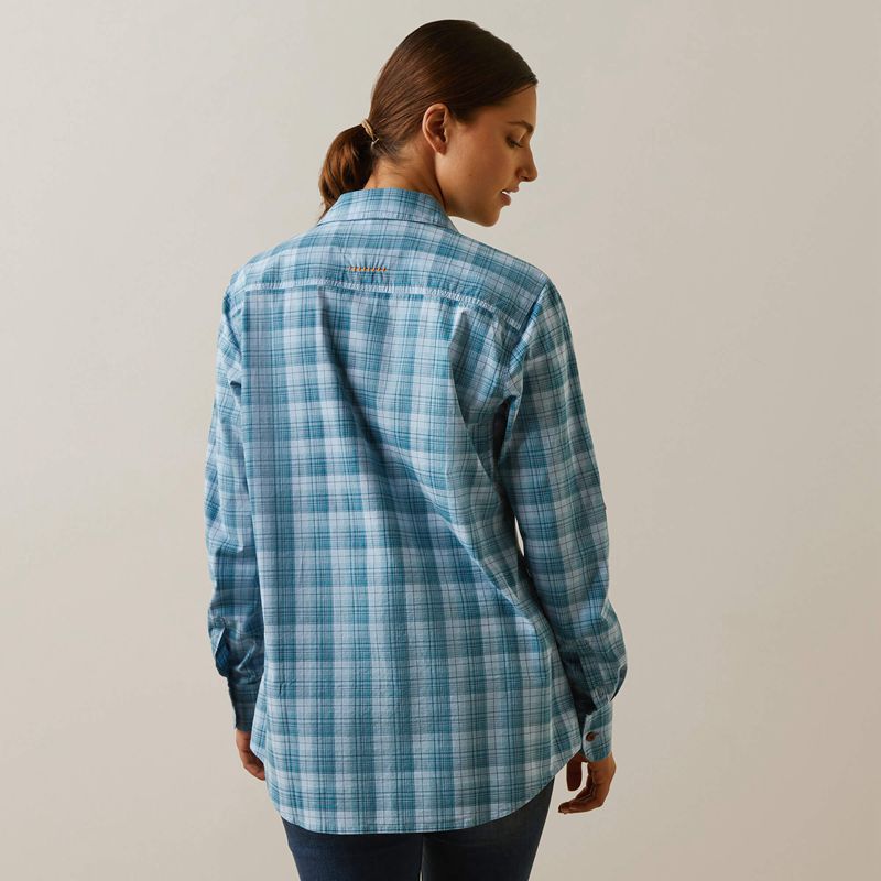 Ariat Rebar Made Tough Durastretch Work Shirt Clear Sky Plaid Polska | SZOTLC-790