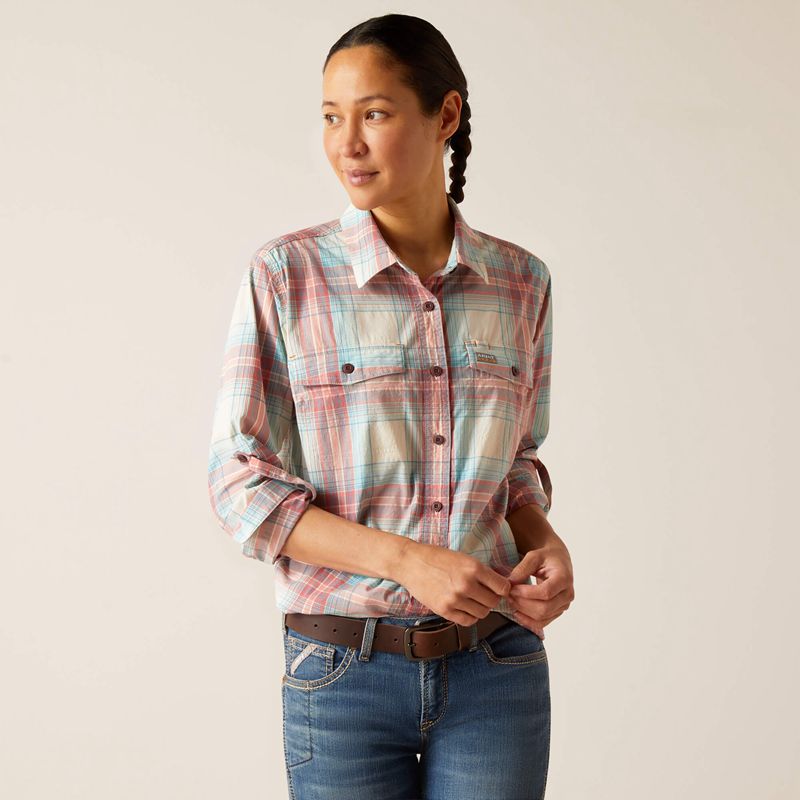 Ariat Rebar Made Tough Durastretch Work Shirt Vanilla Ice Plaid Polska | FUEXYP-508