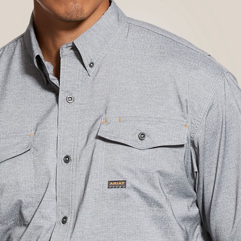 Ariat Rebar Made Tough Venttek Durastretch Work Shirt Charcoal Heather Polska | XDUFKC-417