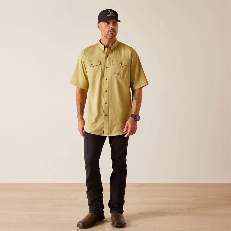 Ariat Rebar Made Tough Venttek Durastretch Work Shirt Peatmoss Heather Polska | QPSCJM-786