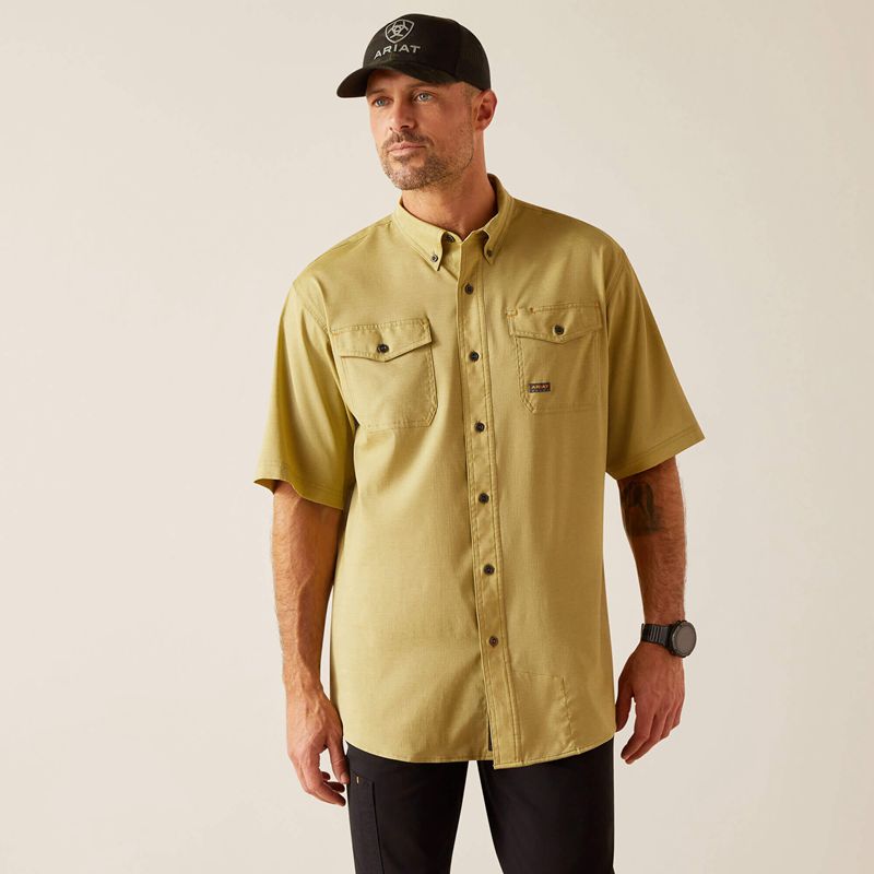 Ariat Rebar Made Tough Venttek Durastretch Work Shirt Peatmoss Heather Polska | QPSCJM-786