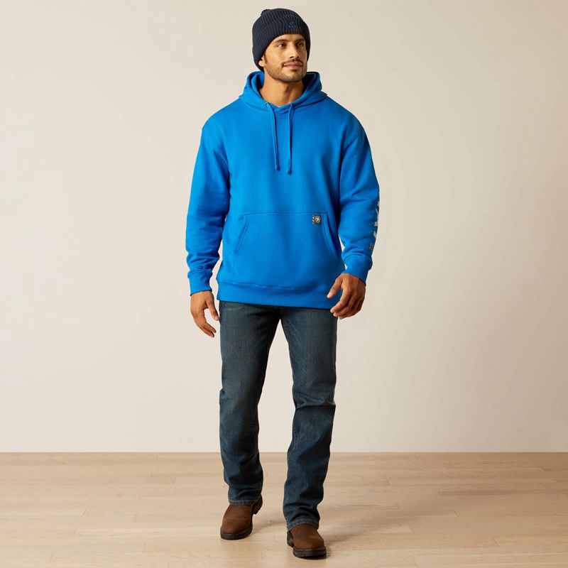 Ariat Rebar Roughneck Pullover Hoodie Niebieskie Polska | NXJASQ-095