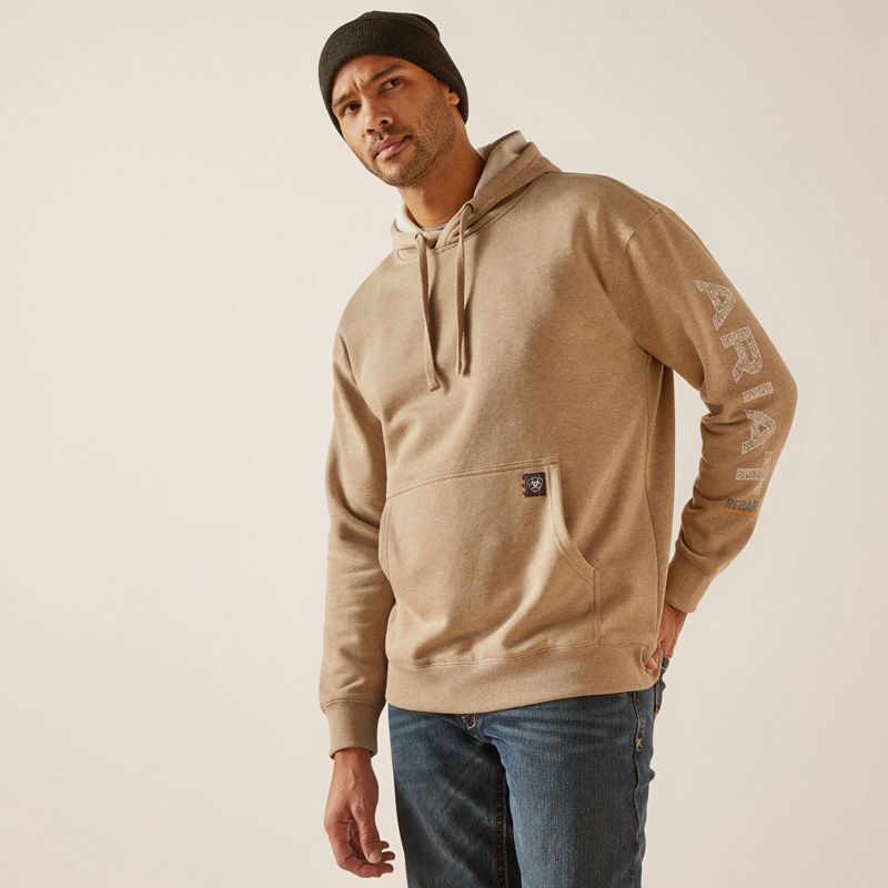 Ariat Rebar Roughneck Pullover Hoodie Oatmeal Heather Polska | SYRNWV-852