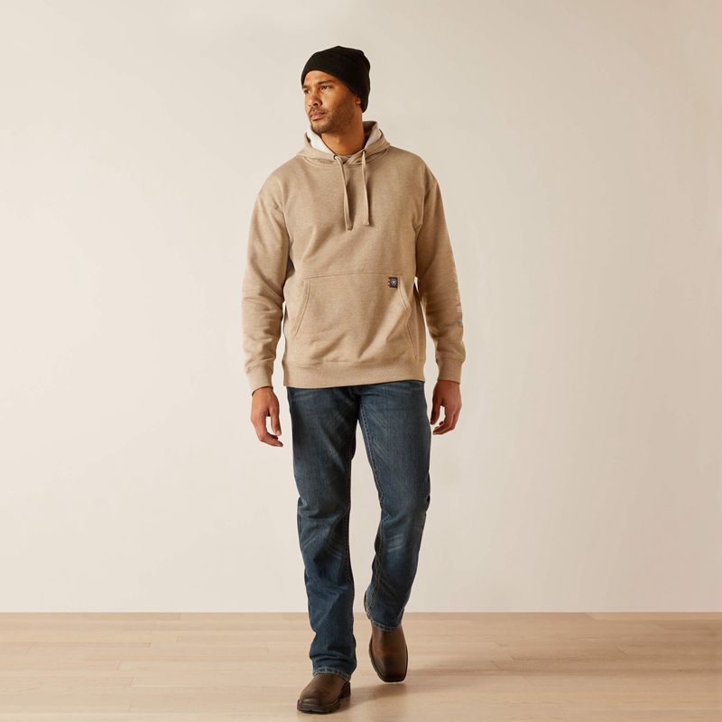 Ariat Rebar Roughneck Pullover Hoodie Oatmeal Heather Polska | SYRNWV-852