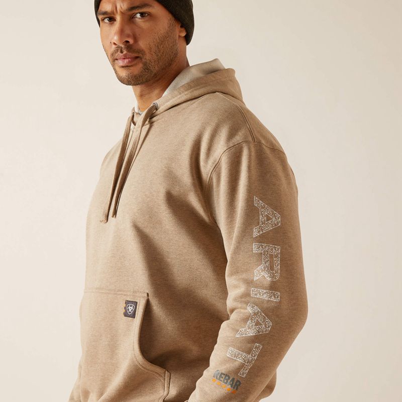 Ariat Rebar Roughneck Pullover Hoodie Oatmeal Heather Polska | SYRNWV-852