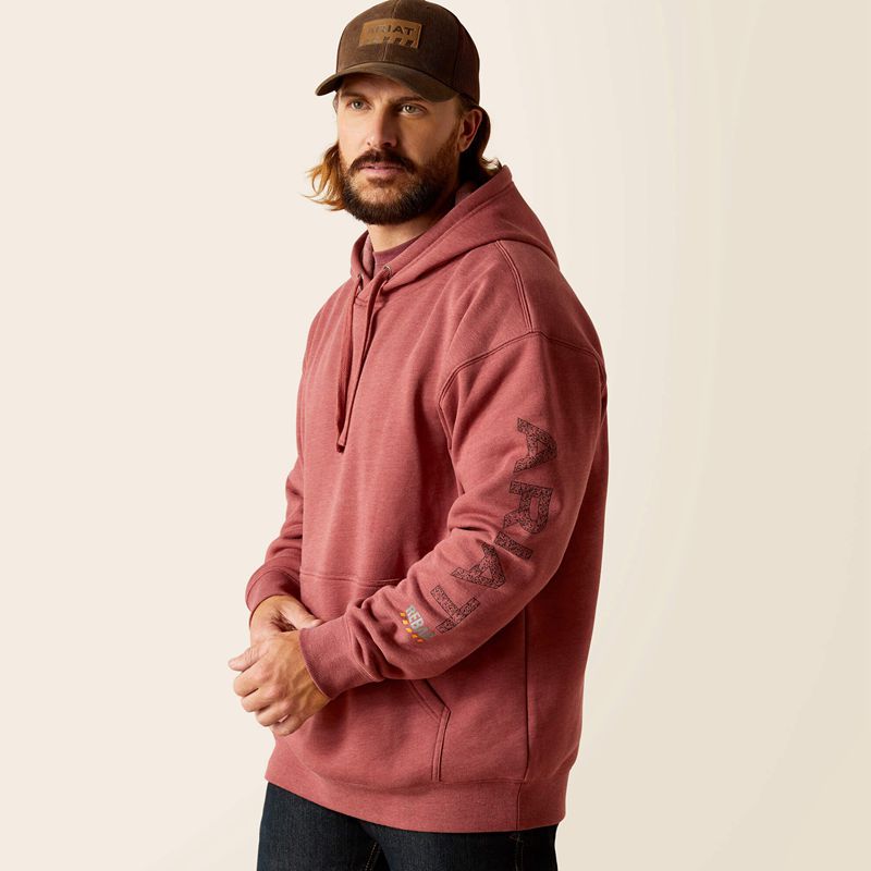 Ariat Rebar Roughneck Pullover Hoodie Roan Rouge Heather Polska | PLNGJM-952