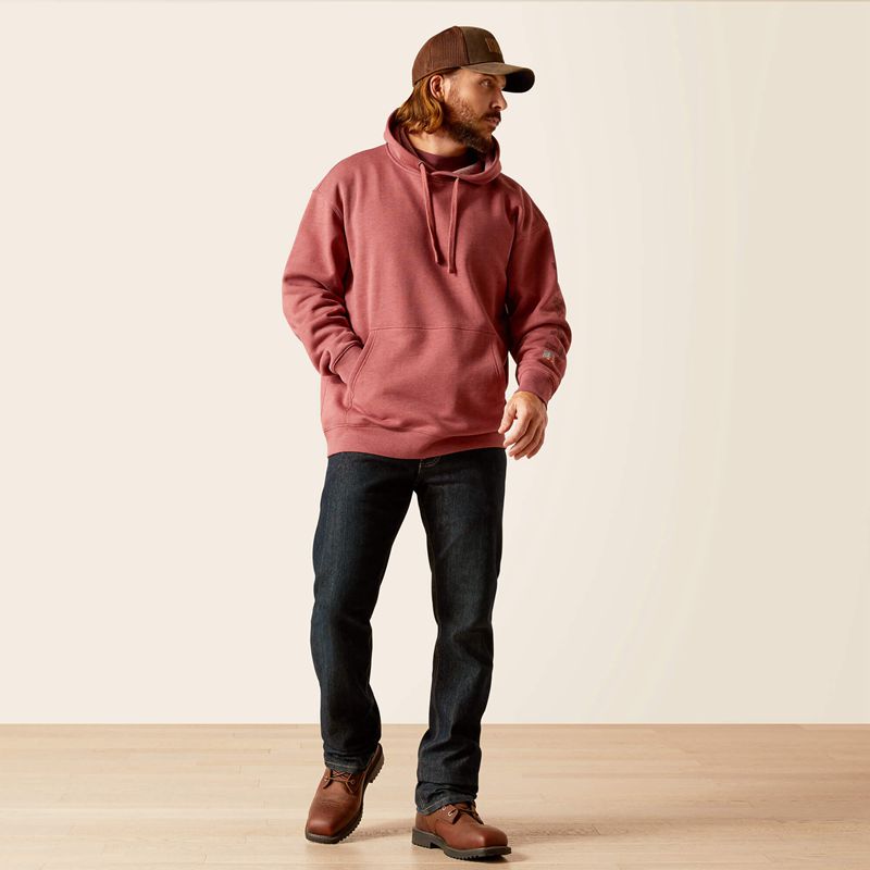 Ariat Rebar Roughneck Pullover Hoodie Roan Rouge Heather Polska | PLNGJM-952